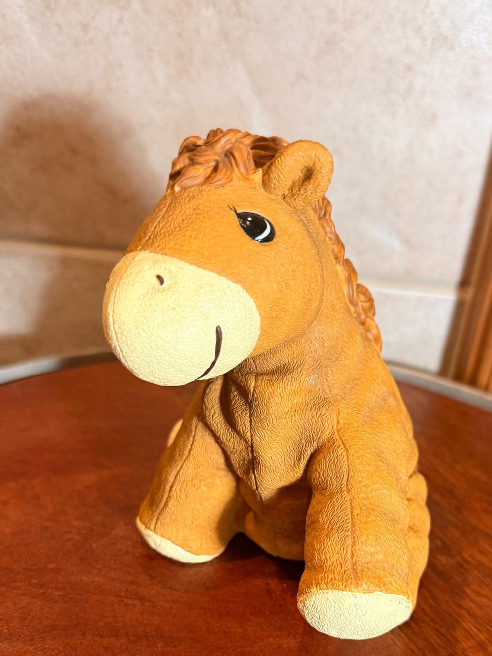 This is a vintage 1990s Precious Moments "Tender Tails" plush horse Piggy Bank